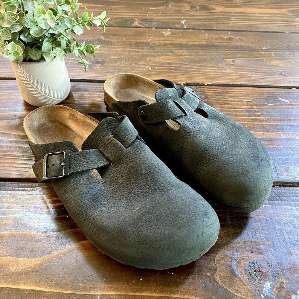 Birkenstock Boston Black Suede Size Men’s 12 Clog Mule Style Shoes